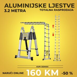 Alu merdevine višenamjenske teleskopske visina do 3,8 m