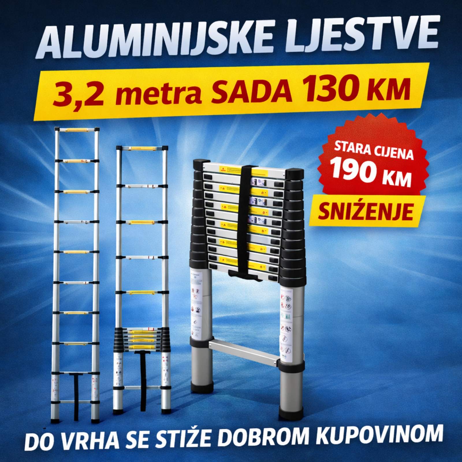 Alu merdevine višenamjenske teleskopske visina do 3,2 m